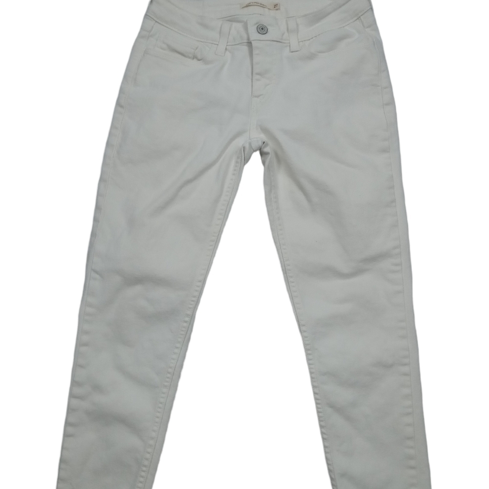 Levi 535 Super Skinny White Raw Hem Jeans Size 27